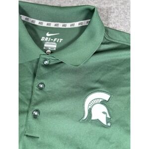 Michigan State Spartans Shirt Mens Xl Green Polo‎ Dri-Fit NCAA Golf Elite Nike